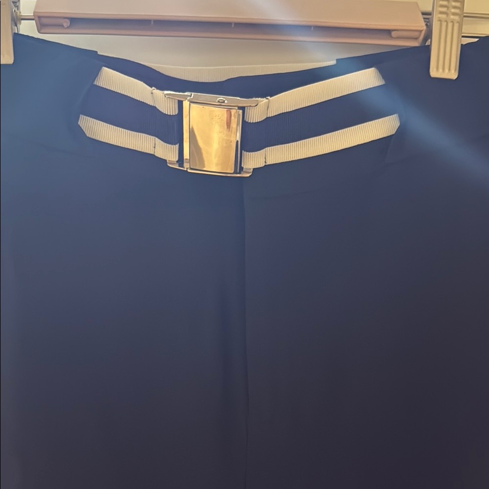 Veronica Beard Navy Flare Pants with Silver Accent - Picture 2 of 5